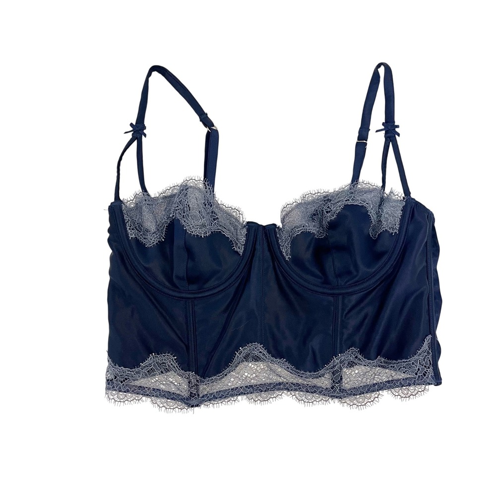 Victoria's Secret Dream Angels Navy Blue Lace Balconette Corset Bra - Size 34B‎